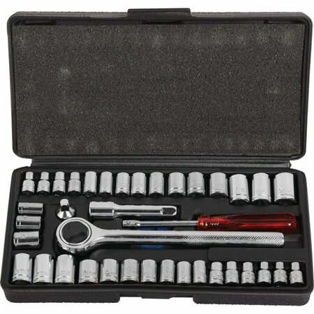 ALL-SOURCE Standard/Metric 1/4 In. and 3/8 In. Drive Combination Ratchet & Socket Set 40-Piece 344400